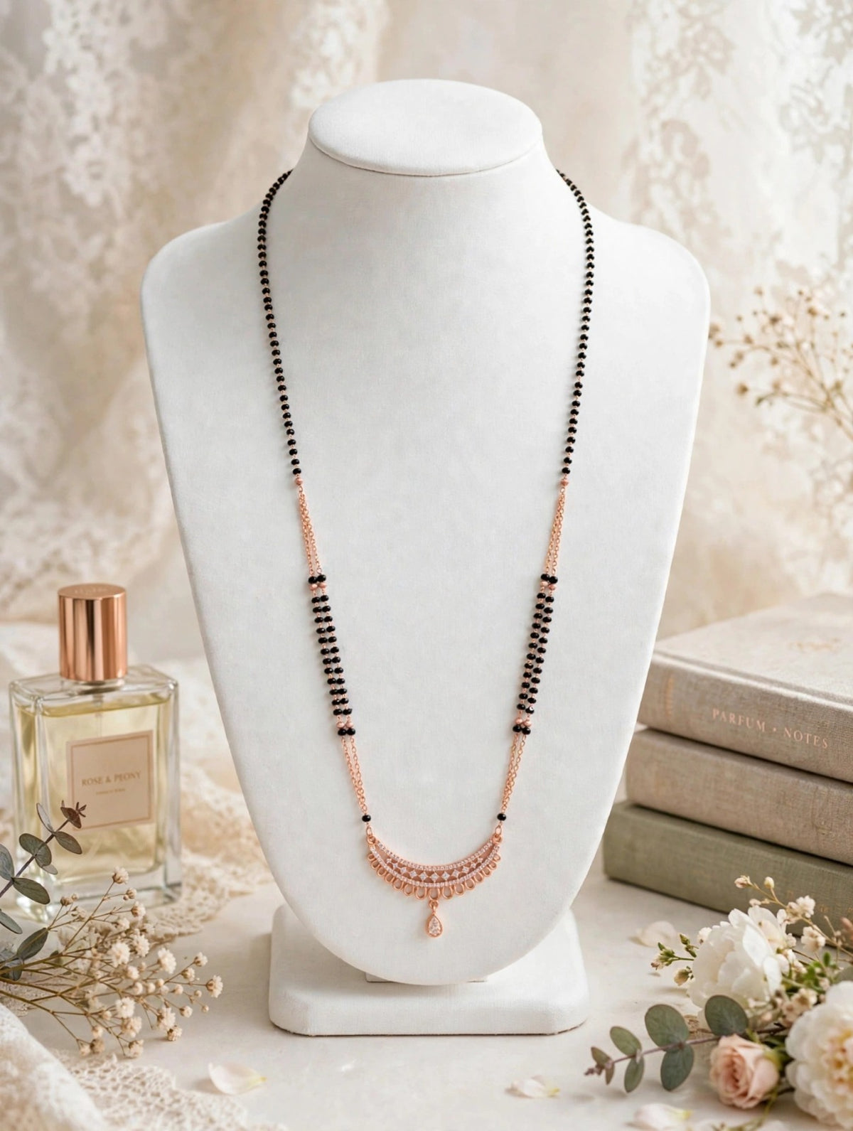Rose Curved Teardrop Mangalsutra