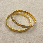 Mayuri Intertwined Wave Gold Bangle Set