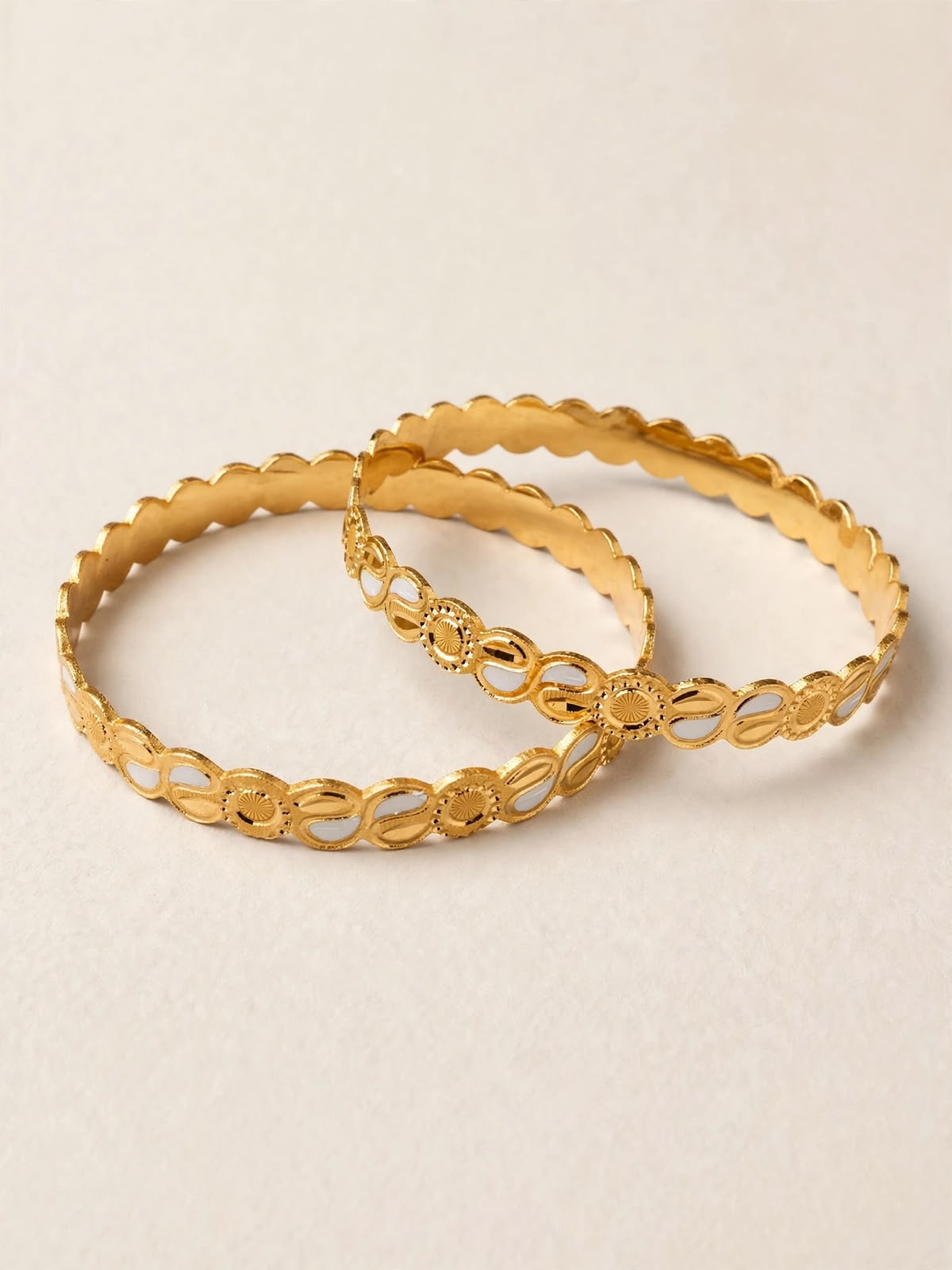 Pushpa Floral Infinity Gold Bangle Set