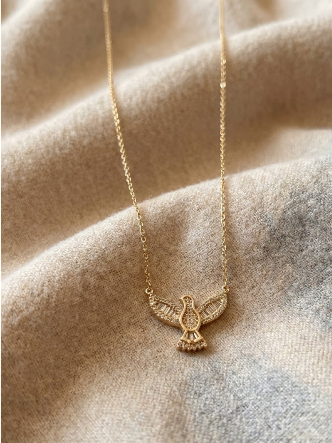 Golden Flight Bird Pendant Necklace