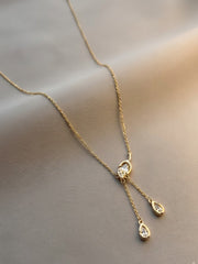 Leaf Blossom Teardrop Pendant Necklace