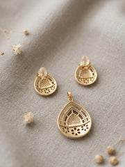 Lumi Teardrop Pavé Floral Pendant Set