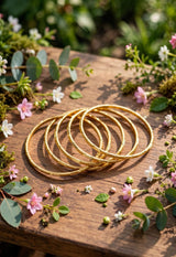 Radhika Leaf Textured Gold Bangle Set