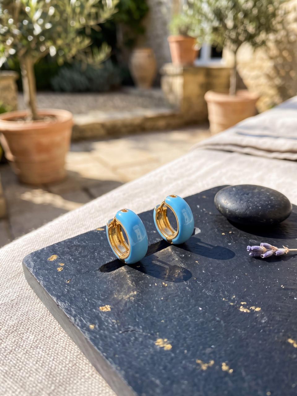 Luxe Bali Sky Blue Hoop Earrings
