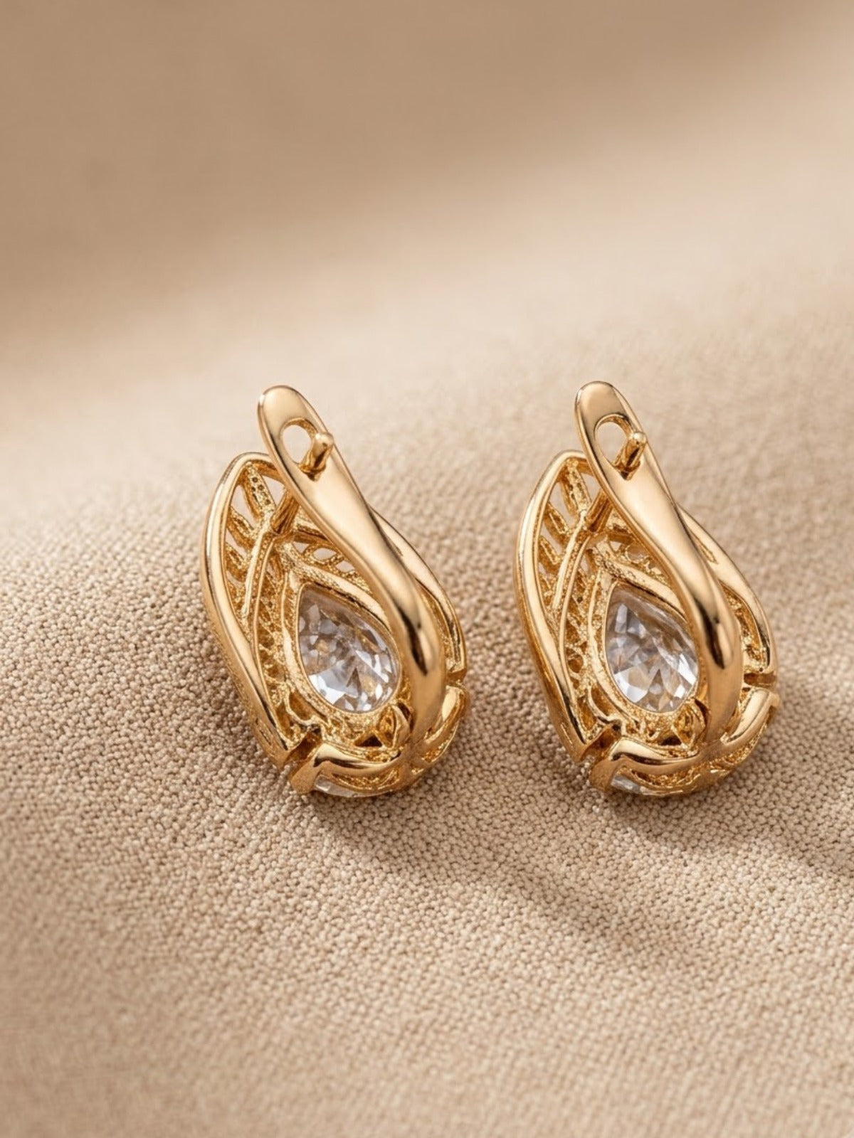 Ruby Loop White Teardrop Earrings