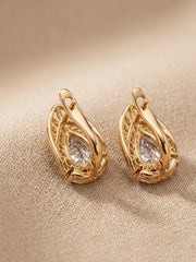 Ruby Loop White Teardrop Earrings
