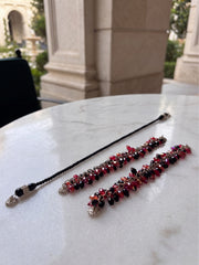Red & Black Multi-Style Beaded Necklace Set