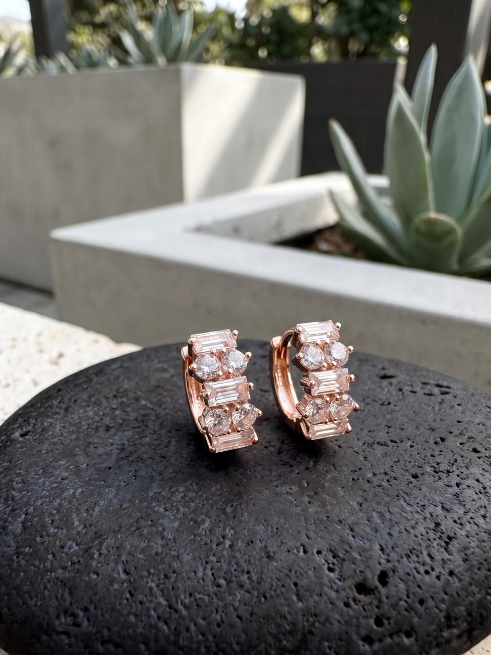 Grace Circular Stone Half-Hoop Earrings