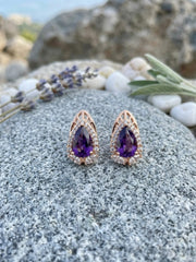 Ruby Loop Purple Teardrop Earrings