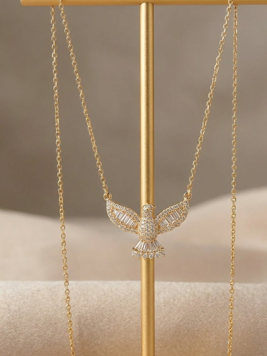 Golden Flight Bird Pendant Necklace