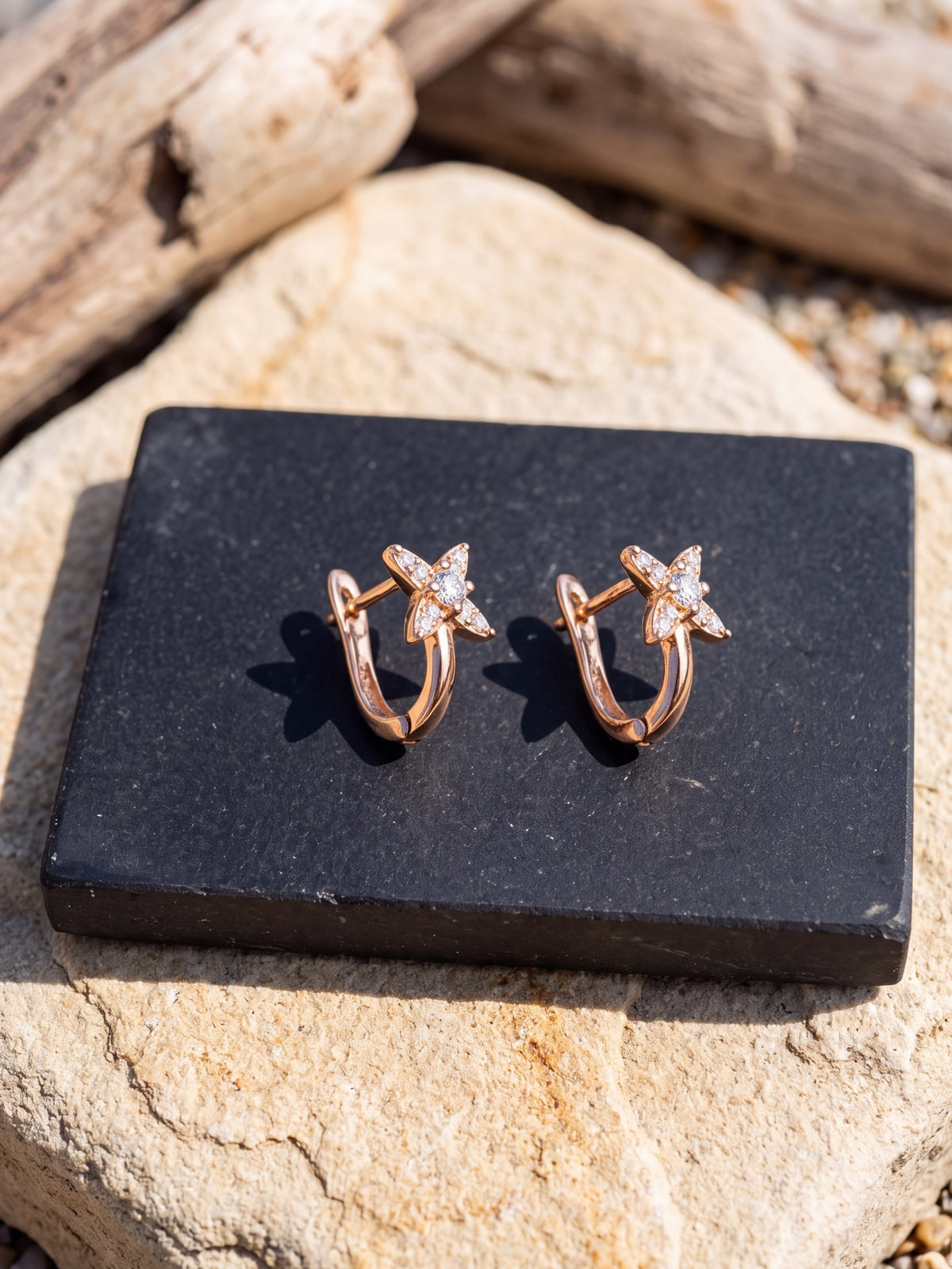 Fairy Flower Star Hoop Earrings