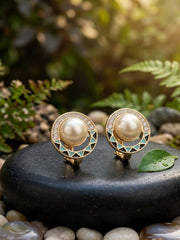 Eternal Pearl Blue Enamel Hoop Earrings