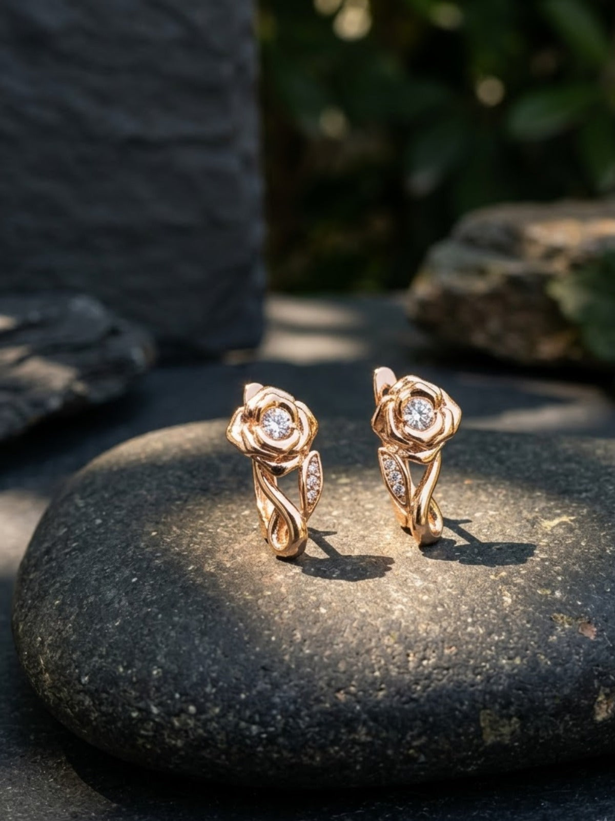 Muse Rose Floral Crystal Earrings