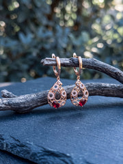 Majesty Red Teardrop Filigree Earrings