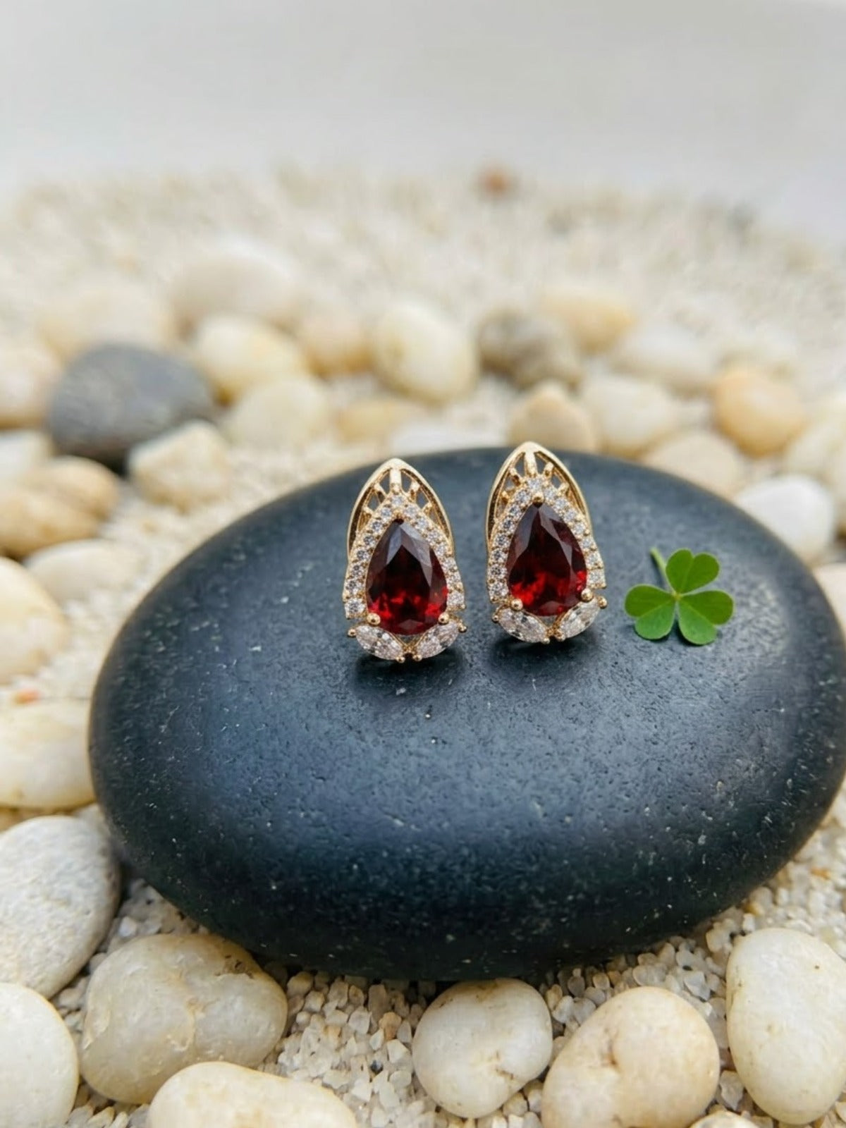 Ruby Loop Red Teardrop Earrings