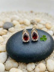 Ruby Loop Red Teardrop Earrings