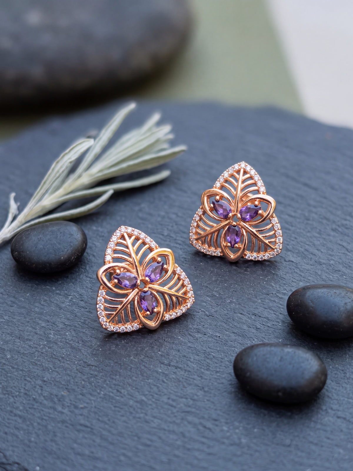 Bold Flora Purple Flower Hoop Earrings