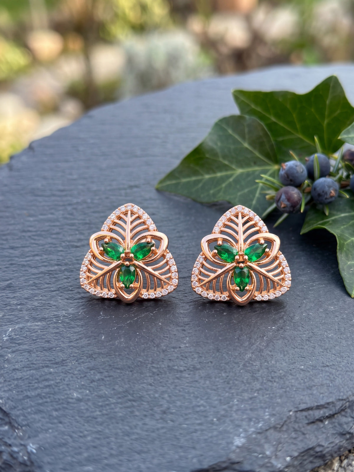 Bold Flora Green Flower Hoop Earrings