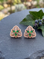 Bold Flora Green Flower Hoop Earrings
