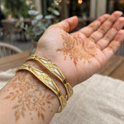 Parul Floral Dual-Tone Gold Bangle Set