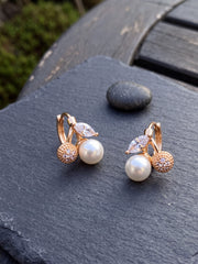 Pearl Cherry Bali Floral Earrings