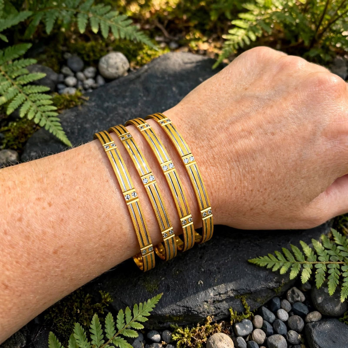 Sikha Multi-Line Gold Bangle Set