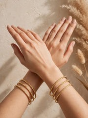 Radhika Leaf Textured Gold Bangle Set