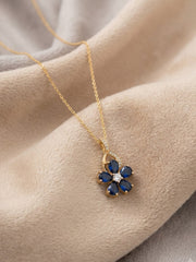 Sapphire Clover Bloom Pendant Necklace