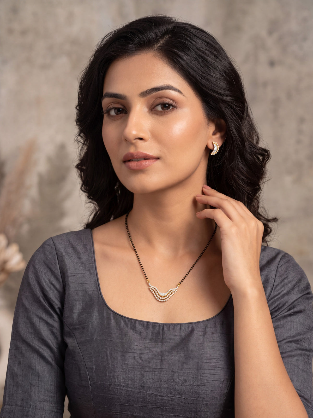 Mohini Crescent Stone Mangalsutra Set
