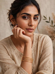 Kasturi Enamel Embossed Gold Bangle Set