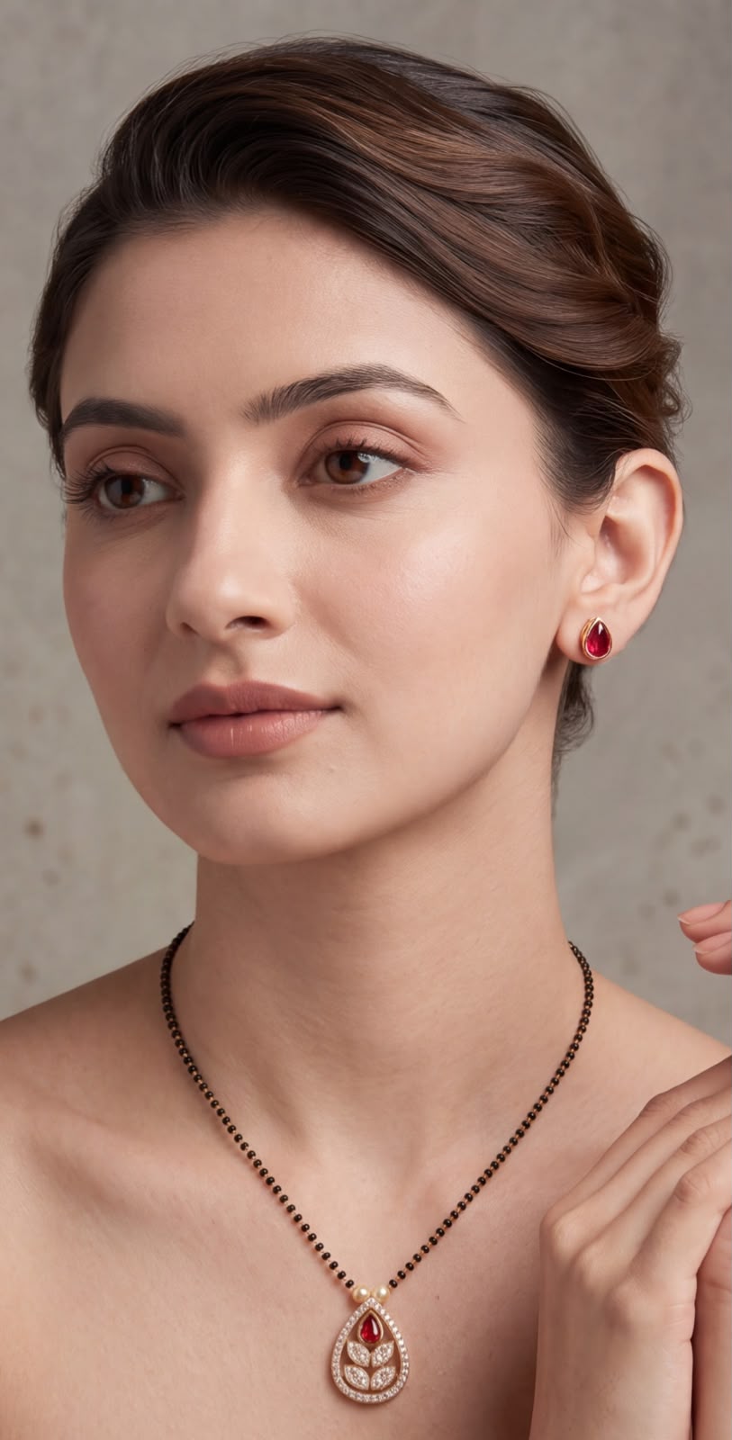 Kanak Pink Ruby Teardrop Mangalsutra