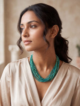 Sea Green Crystal Multi-Strand Magnetic Necklace