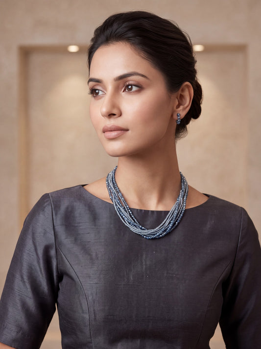 Grey Crystal Multi-Strand Magnetic Necklace