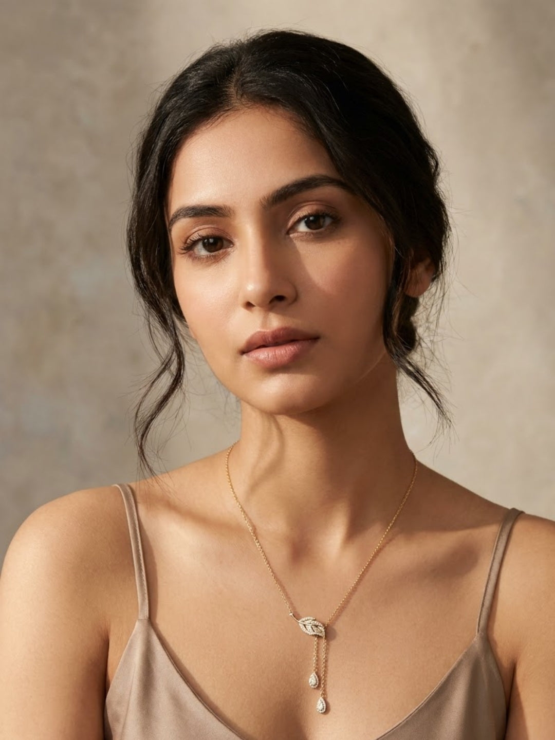 Leaf Blossom Teardrop Pendant Necklace