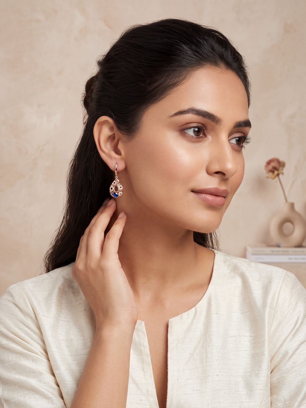 Majesty Blue Teardrop Filigree Earrings