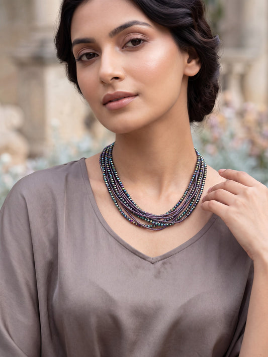 Purple Crystal Multi-Strand Magnetic Necklace