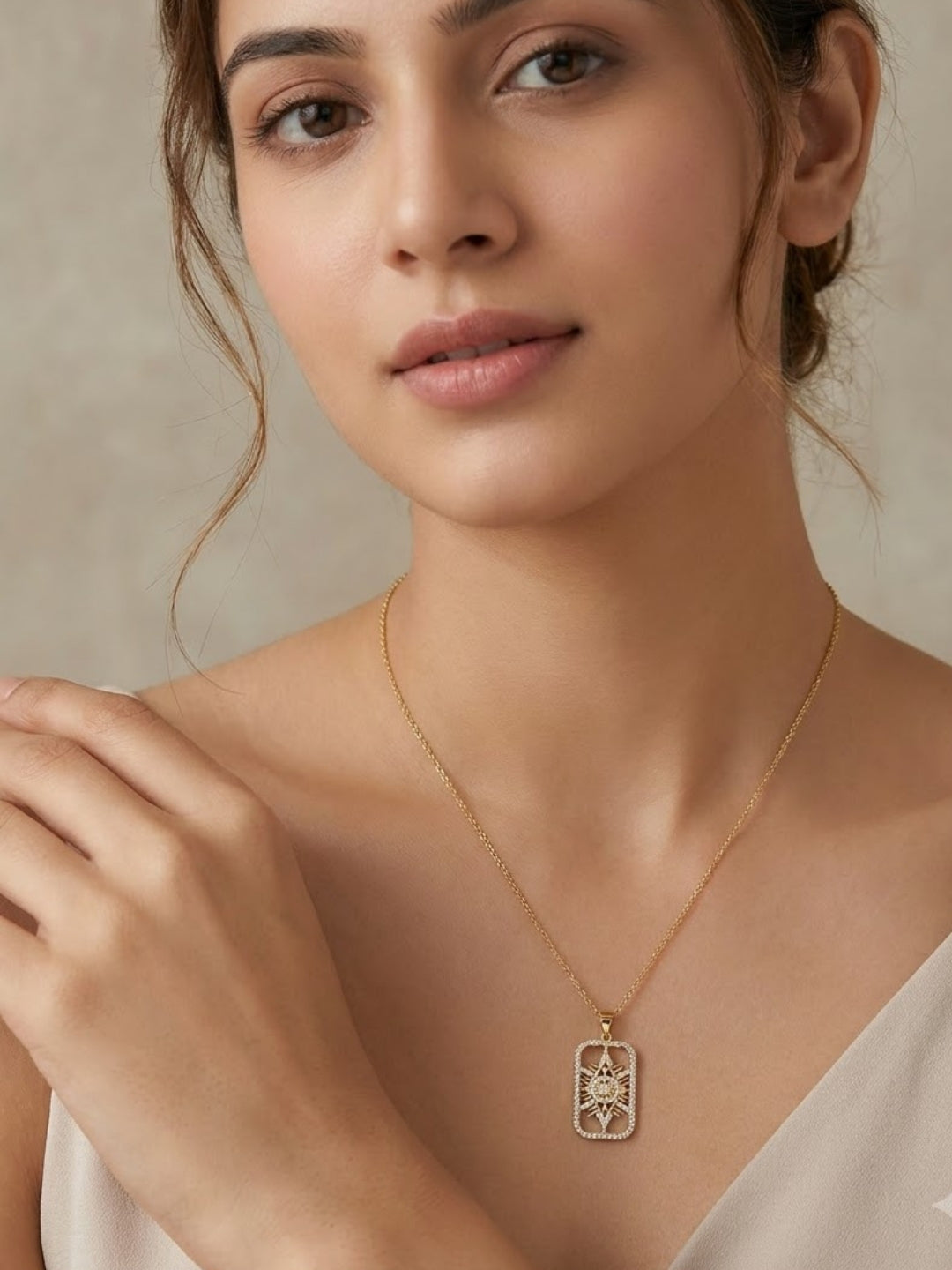 Sunburst Evil Eye Pendant Necklace