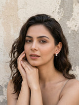 White Diamond Baguette Stud Earrings