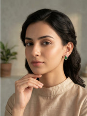 Ruby Loop Green Teardrop Earrings