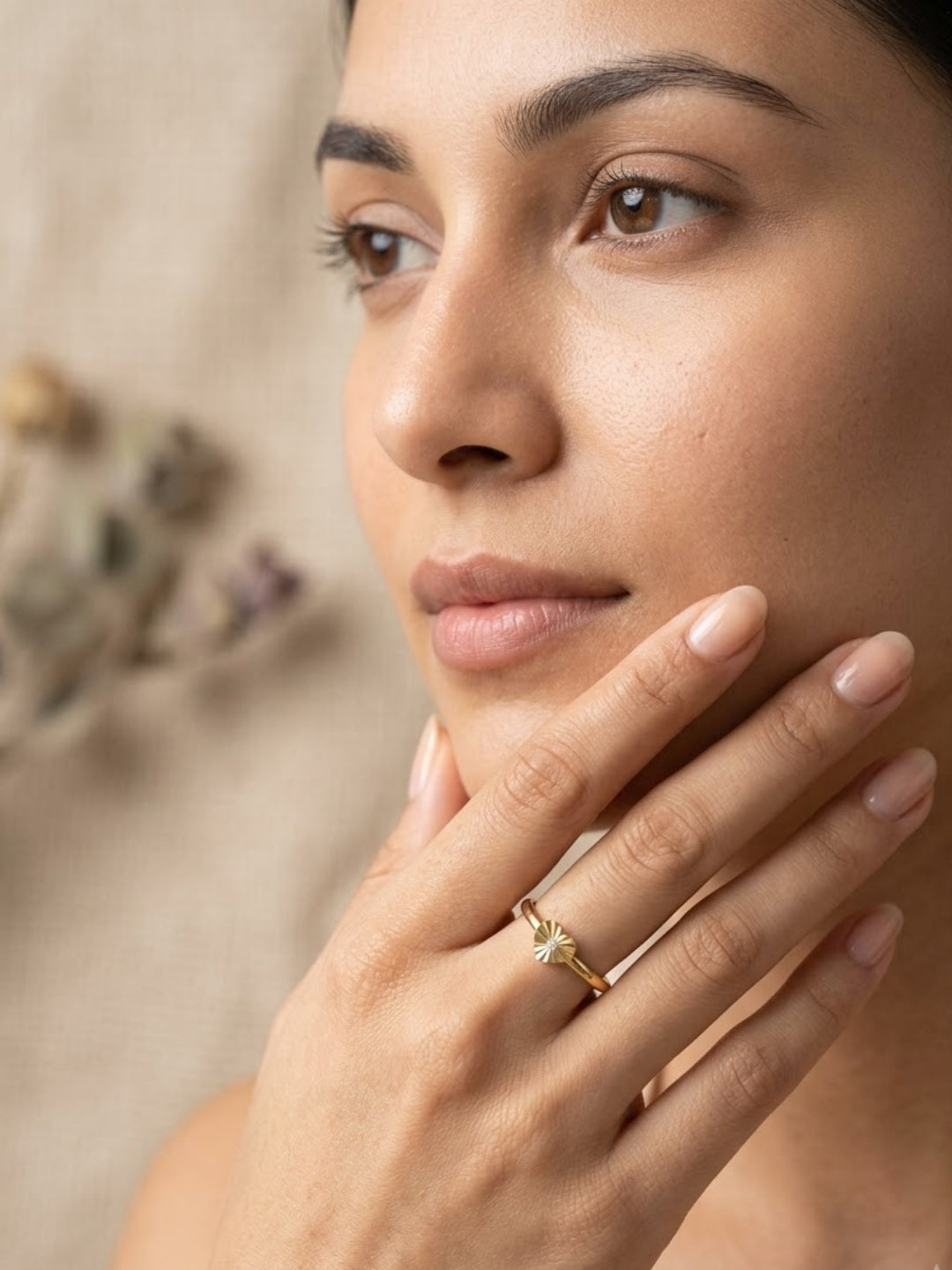 Heart Bliss Floral Crystal Ring