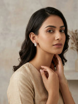 Ruby Loop White Teardrop Earrings