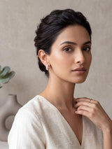 Grace Circular Stone Half-Hoop Earrings