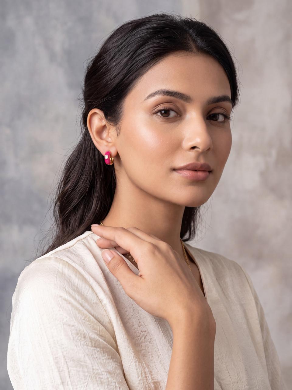 Luxe Bali Pink Hoop Earrings