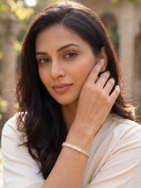 Golden White Crystal Link Bracelet