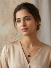Sapphire Clover Bloom Pendant Necklace
