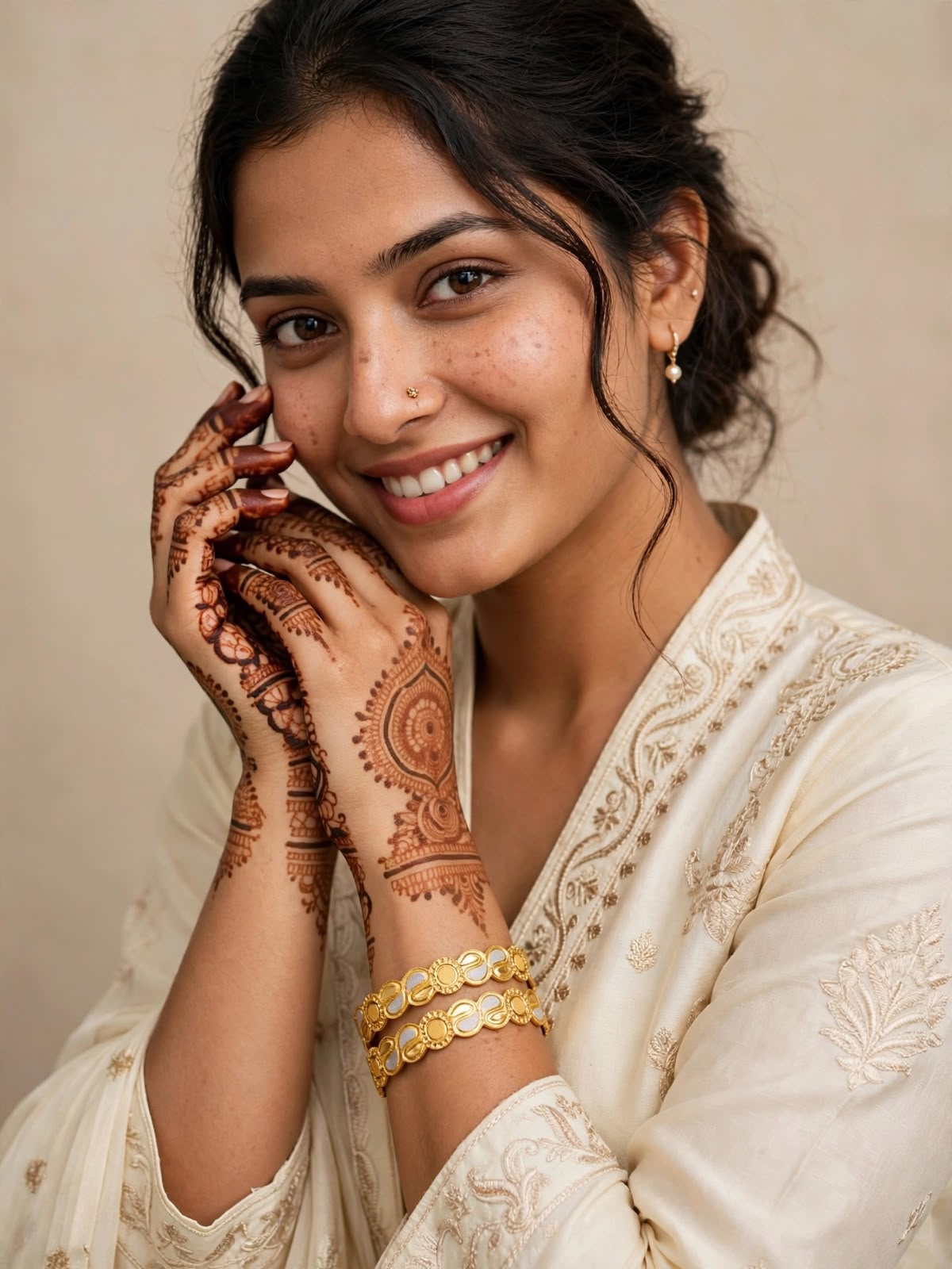 Pushpa Floral Infinity Gold Bangle Set