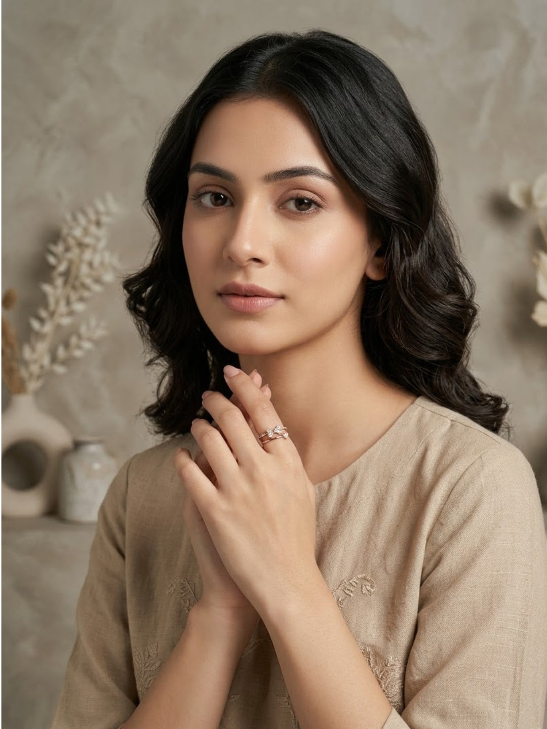 Diamond Bow Double Band Ring