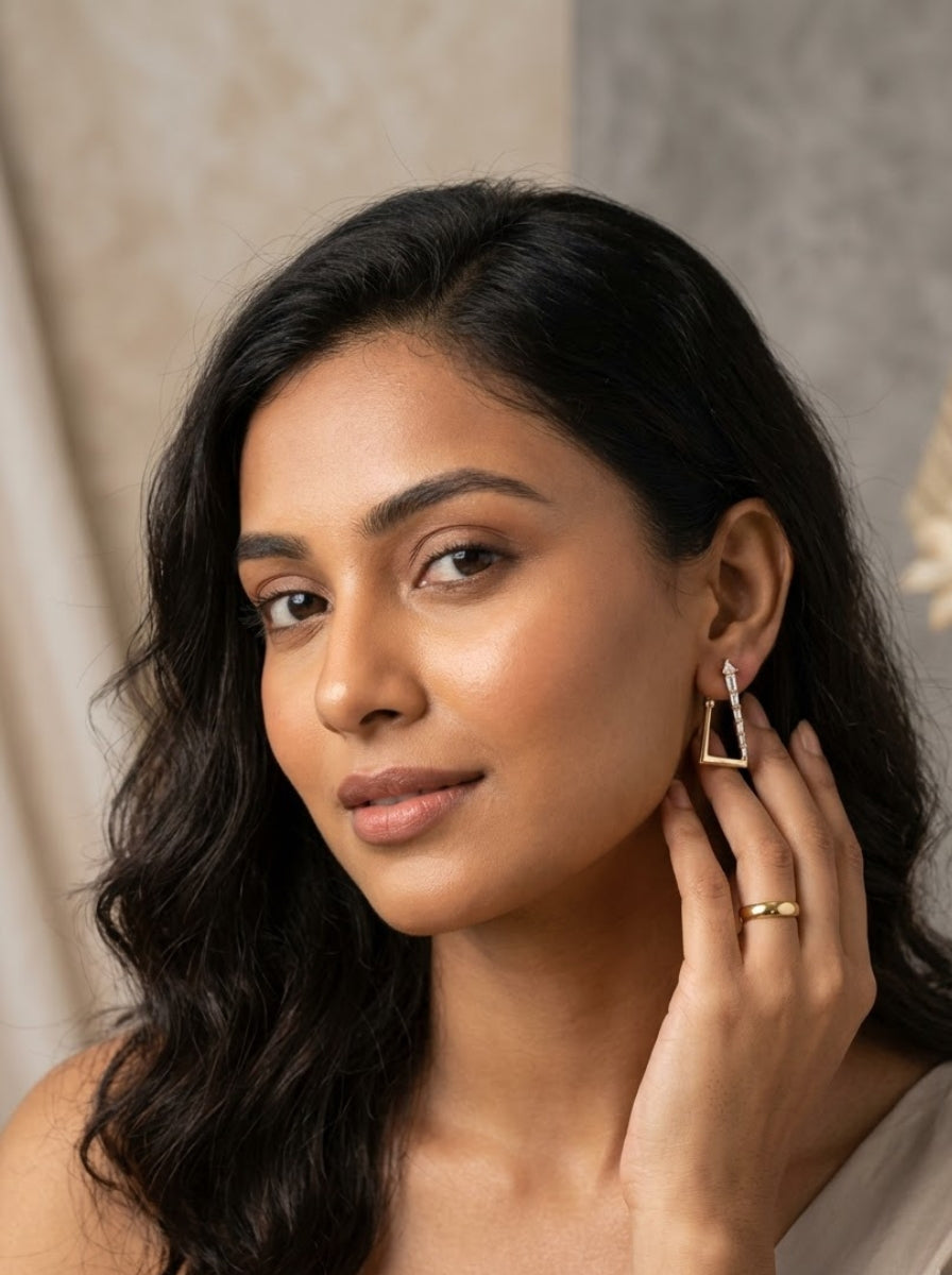 Heaven Geometric Crystal Hoop Earrings