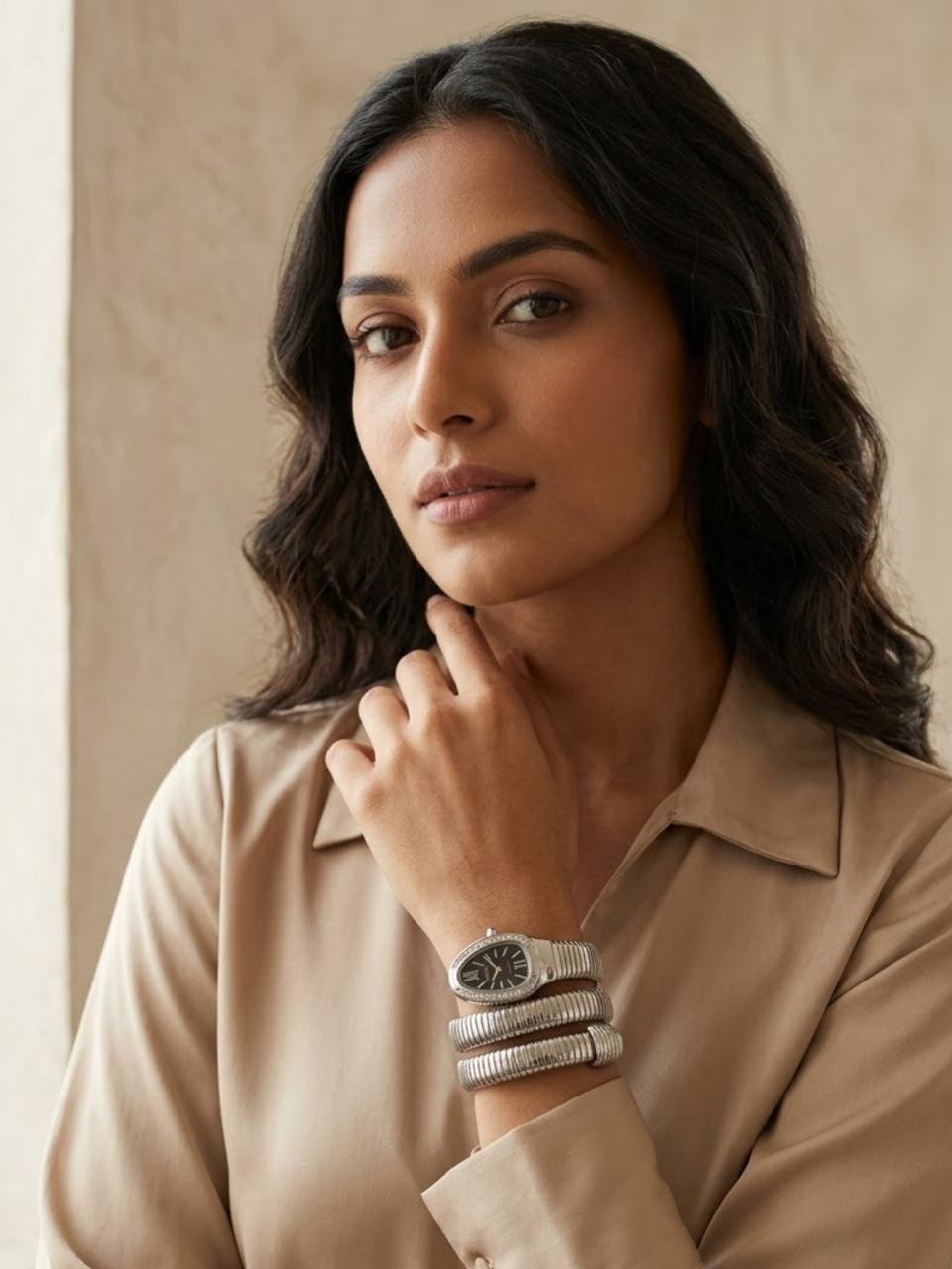 Serpentine Silver Luxe Watch