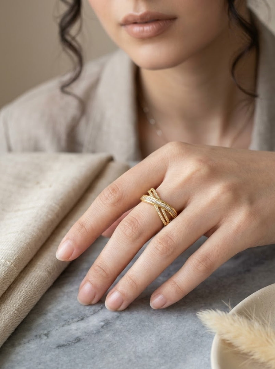 Imperial Criss-Cross Pavé Ring
